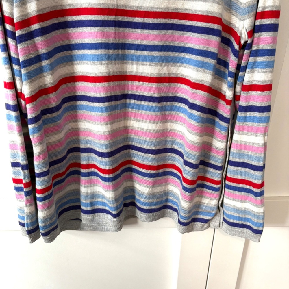 Talbots Women's Grey‎ Multicolored Stripe Boat Neck Sweater in Size XL - Picture 10 of 12